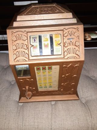 Antique Art Deco Buckley Gumball Cigarette Trade Stimulator Penny Slot Machine