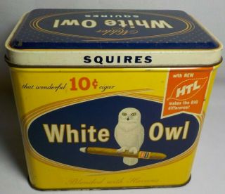 Vintage White Owl Cigar Tin Box 10 Cent Advertising Graphics
