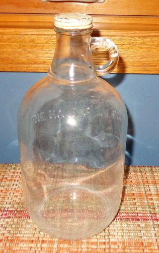 Old Vintage Glass Half Gallon Jug Moonshine Bottle Finger Loop Metal Lid