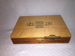 Vintage Empty 11 " X 8 " X 2 " Cigar Box Imported Puros Indios Cigar Made In Honduras