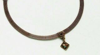 Vintage Goldette Victorian Style Mesh Gold Tone Choker Pendant Necklace