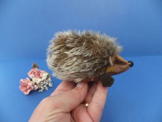 5 " Vintage Mohair Steiff Joggi Hedgehog Toy,  Ear Button & Tag 1670/10 German