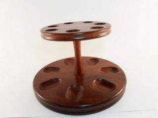 Vintage Deco Walnut Wood Pipe Rack Holder Holds 7 Pipes By Decatur Industries