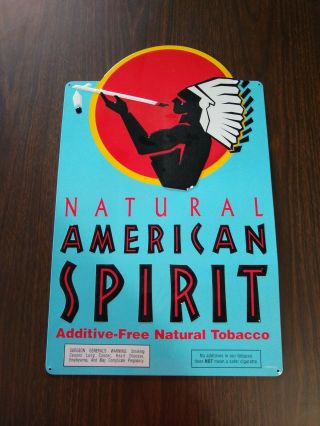 Rare Vintage Natural American Spirit Tobacco Native Metal Sign Art Wall Man Cave
