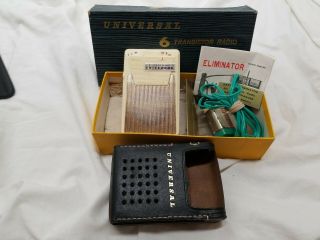 Vintage Universal Am 6 Transistor Radio Box Case Battery Eliminator