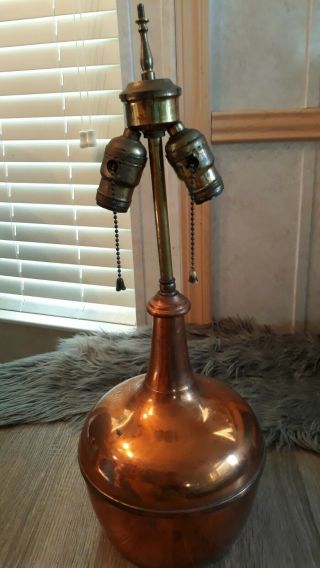 Antique Vintage Copper Double Socket Table Lamp 2