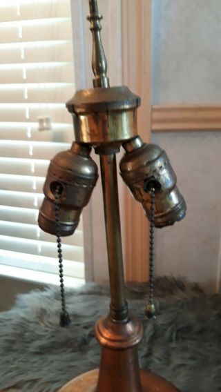 Antique Vintage Copper Double Socket Table Lamp 3
