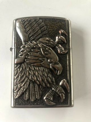 Vintage Silver Colored Metal Eagle Torch Cigar Flame - Less Butane Lighter