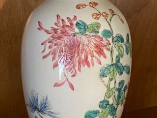 Antique Ching Dynasty,  hand - painted flowers matching vases,  Chinese mark 2