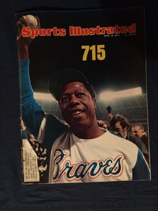 Hank Aaron Hits Home Run Number 715,  Vintage Sports Illustrated,  April 25,  1974