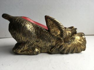 Vintage Brass Tone Scottish Terrier Cast Metal Figurine Cigar Holder