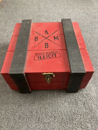 Alec Bradley Black Market Robusto Empty Solid Wood Cigar Box Red Black Empty Box