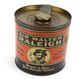 Vintage Sir Walter Raleigh Tobacco Tin 16oz Can