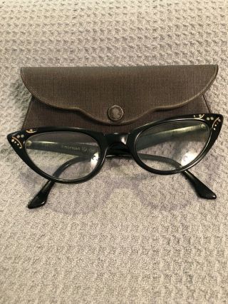 Vintage American Optical Women’s Black Cat Eye Glasses W/ Case