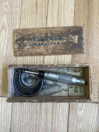 Vintage Brown & Sharpe Precision Micrometer Caliper No 11 Wood Box & Receipt 3