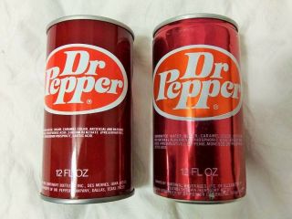 X2 Vintage 12oz Dr Pepper Soda Pop Cans Straight Steel & Aluminum Iowa Kentucky