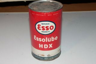 Vintage 1 Quart Esso Essolube Hdx Tin Can Oil Can Advertising Imperial Oil M19