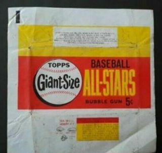 1964 Topps Giants Baseball All - Star Wax Pack Wrapper (shells) Scarce