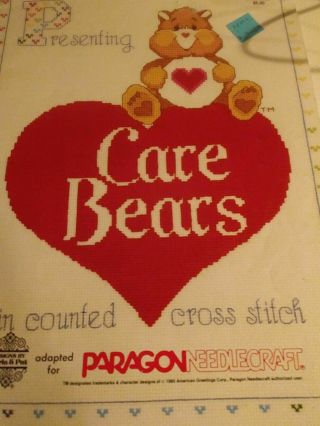 Care Bears In Counted Cross Stitch Pattern Booklet 5100 Vintage Paragon 1985