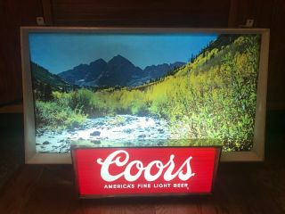 Antique Vintage Coors Beer Rolling River Lighted Motion Sign Display
