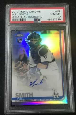 Will Smith Rc 2019 Topps Chrome Update Auto Refractor Dodgers Psa 10 Gem