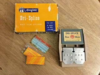 Vintage Mansfield Dri - Splice Butt Film Splicer For All 8 & 16mm Films With Tape