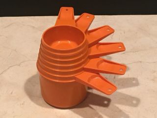 Vintage Tupperware Complete Set Of 6 Burnt Orange Measuring Cups 761 - 1 - 766 - 1