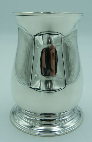 Georgian Style Solid Silver Pint Mug (Cup,  Tankard) - 377g - EXTRA WIDE Foot 2