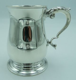 Georgian Style Solid Silver Pint Mug (Cup,  Tankard) - 377g - EXTRA WIDE Foot 3