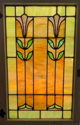 Antique Chicago Stained Leaded Glass Window 35 " X 22 " Circa 1915