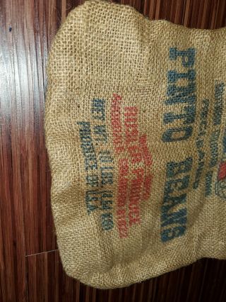 Southern Colorado Rustler Pinto Bean Burlap Bag Vintage Antique 3