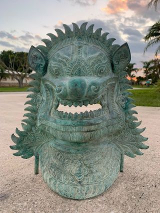 Vintage Khmer Style Bronze Temple Guardian Or Lion Head