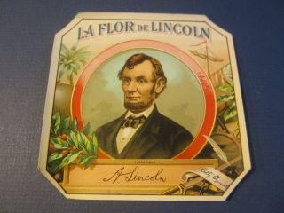 Old Antique - La Flor De Lincoln - Outer Cigar Label - Abraham Lincoln