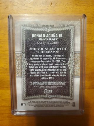 2020 TOPPS STERLING RONALD ACUNA JR AUTOGRAPH DUAL GAME RELIC /25 2