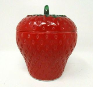 Vintage Milk Glass Strawberry Hazel Atlas Jam Jelly Jar Painted With Lid Kitsch