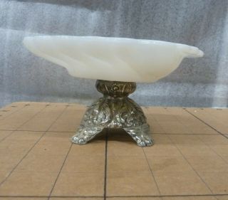 Vintage Glass Shell Shape Soap Dish Footed