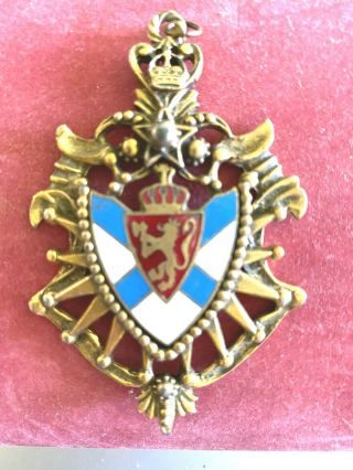 Vintage Blue Enamel Heraldic Lion Coat Of Arms Pendant 1960s Crest