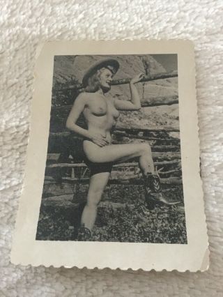 RisquÉ Woman Photo / Nude Model 4 1/2 X 3 1/2 / Vintage - Rare Cowgirl
