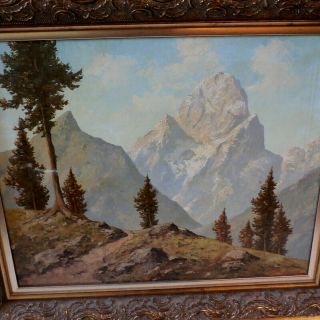 Vintage 1950s Peter Haller Swiss Alps Landscape Oil Painting Signed 2