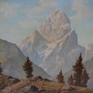Vintage 1950s Peter Haller Swiss Alps Landscape Oil Painting Signed 3