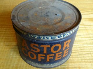 Vintage Astor Coffee Always Good Taste Tin One Pound Can Key Wind York D