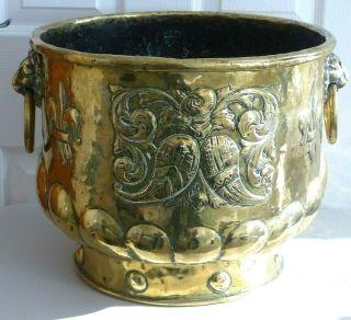 Antique Large Antique Late 19th / Early 20th Century Brass Jardinière / Planter