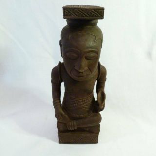 Fine Antique African Belgian Congo Kuba King Wood Statue Nc Missionary 
