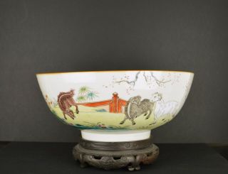 An 18th Century Chinese Porcelain Punch Bowl With 3 Goats