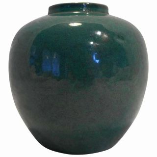 Chinese Green Monochrome Porcelain Vase Jar 18th - 19th Century Blue Double Ring