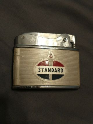 Vintage Standard Gas Oil Company Embossed Brass/enamel Flat Penguin Lighter