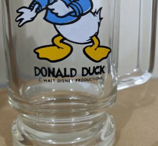 Vintage Disney Donald Duck Glass Mug 5.  5 
