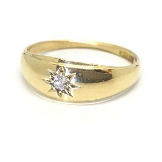 Antique Vintage Old Mined Diamond 1904 Solitaire Engagement 18ct Gold Ring