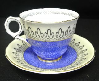 Vintage Royal Stafford Blue Mottled Tea Cup And Saucer