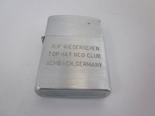 Auf Wiedersehen Top Hat Nco Club Sembach Germany Lighter Rare Old Vintage German